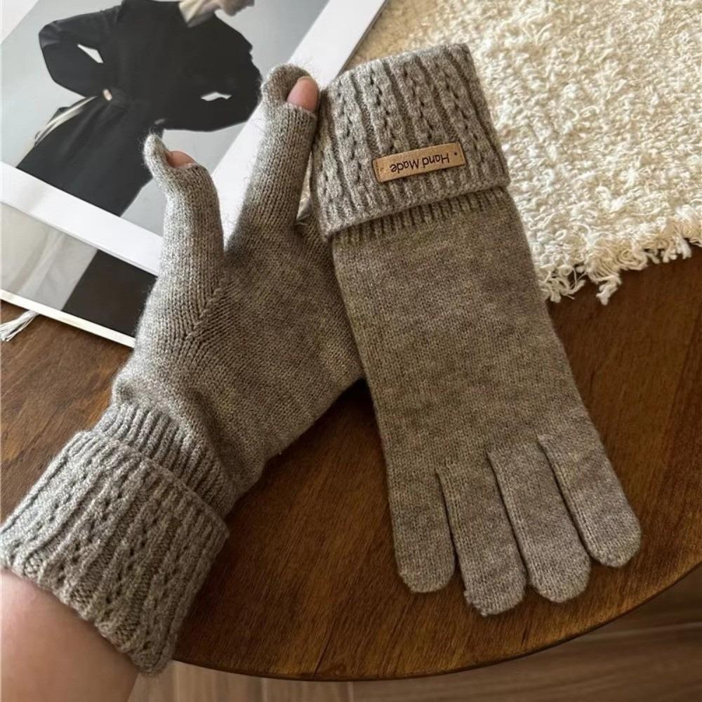 Washable Five-finger Glove Warm Knitted Gloves New Touch Screen Gloves Women Gloves