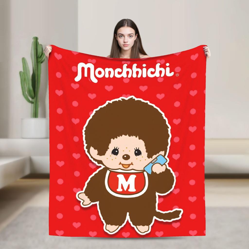 Плед с Мончичи Кун и Чан Пара Милый Мультяшный Шерстяной Новинка Теплый Плед для Дома Все Сезоны На Открытом Воздухе