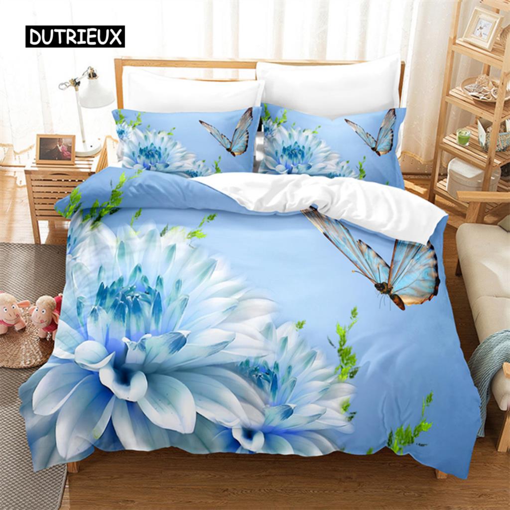 Flower Butterfly Bedding Set Duvet Cover Set 3d Bedding Digital Printing Bed Linen Queen Size Bedding Set Fashion Design