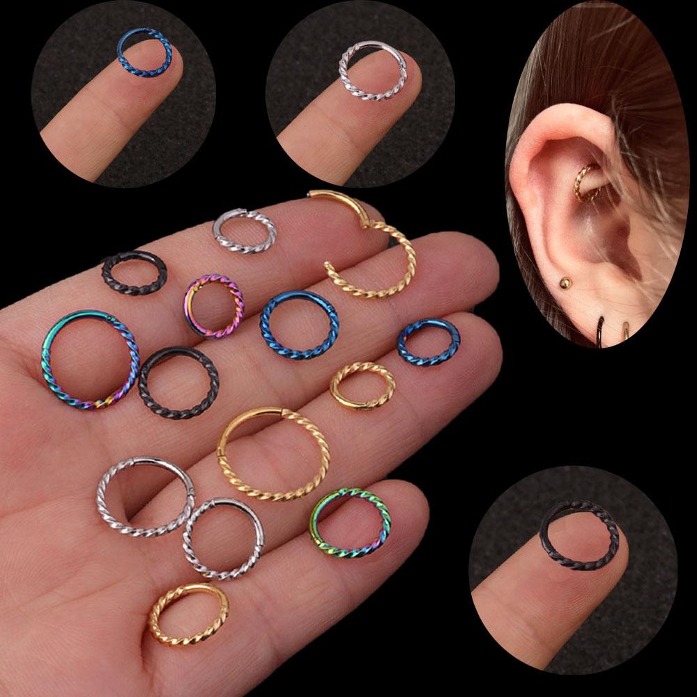 Septum Helix Cartilage Nose Piercing Ring Hinged Segment ring Round Stud Earrings Hoop Earrings