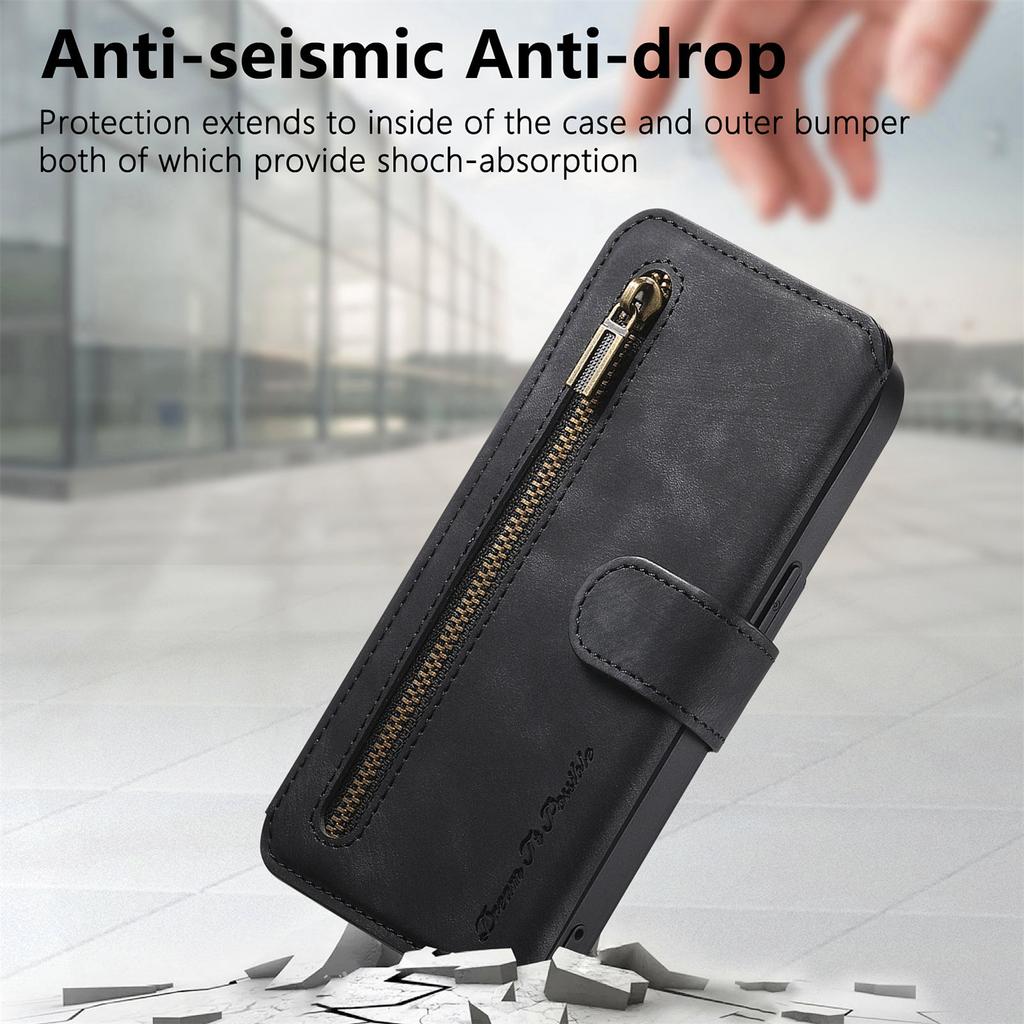 3-in-1 Luxury Leather Wallet Case for Samsung A13/A14/A15/A17...S21/S22/S23...w/ Stand, Shockproof, RFID, Multi-Slot & Zipper