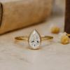 Pear Cut Cubic Zirconia Solitaire Ring | Gold Plated Bezel Set 925 Sterling Silver Engagement Ring for Women | Wedding, Promise, Anniversary Gift