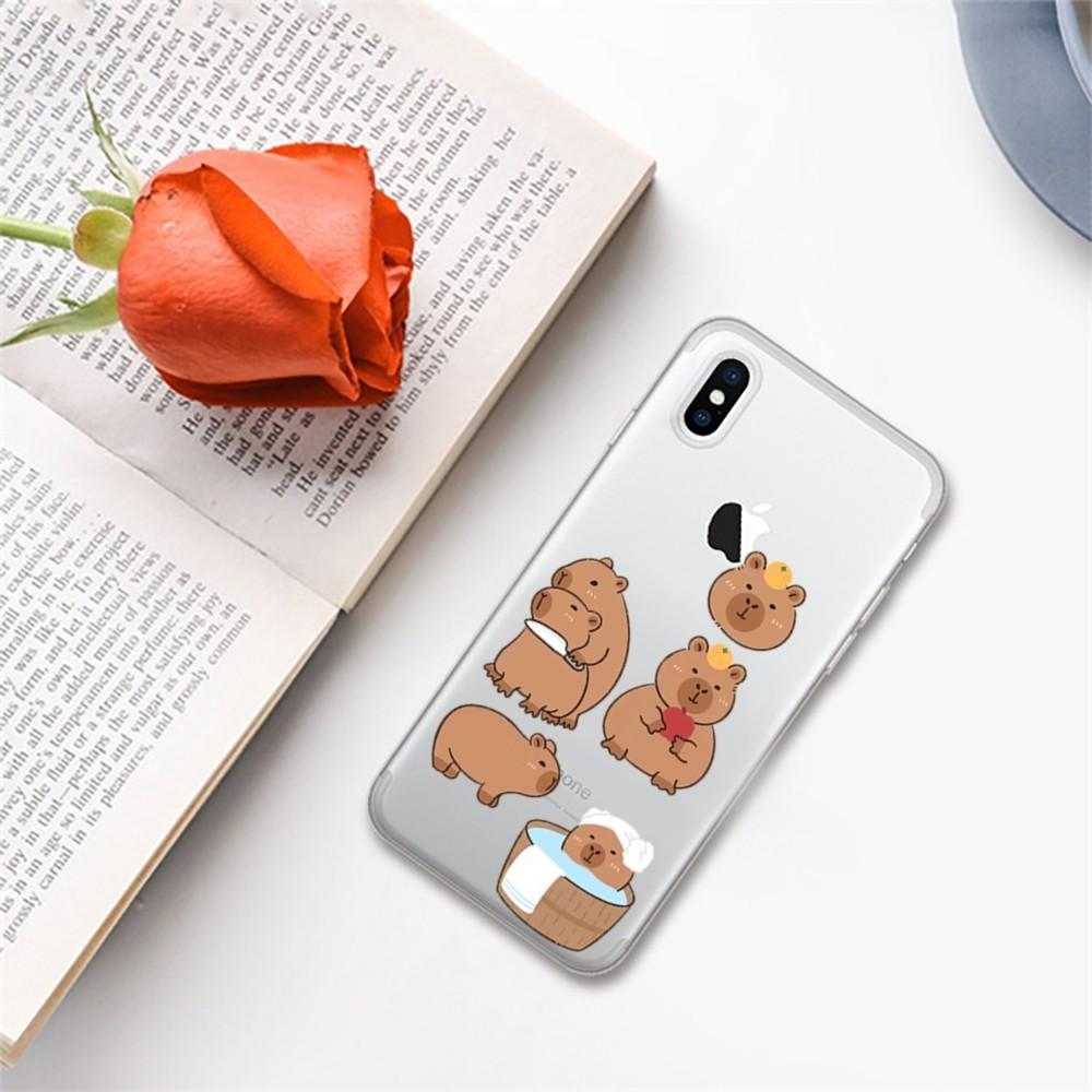 Мультяшный милый чехол для телефона с капибарой для iPhone 14 13 12 11 Pro Max XS X XR SE 2020 6 7 8 Plus Mini Защитный чехол