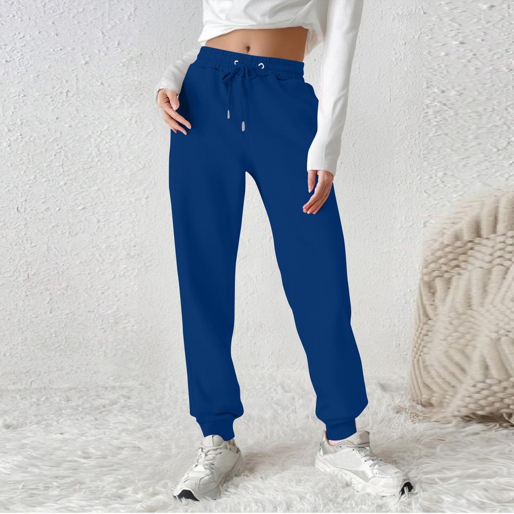Женские модные спортивные однотонные повседневные спортивные штаны с карманами и шнурком