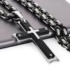 Крутой мужской черный серебристый кулон в виде креста длинная византийская цепочка ожерелье христианский распятие ожерелье религиозные украшения