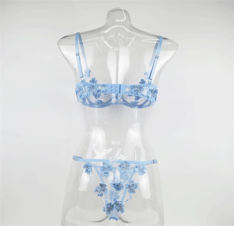 Sexy Embroidered See-Through Lingerie Set - European & American Style