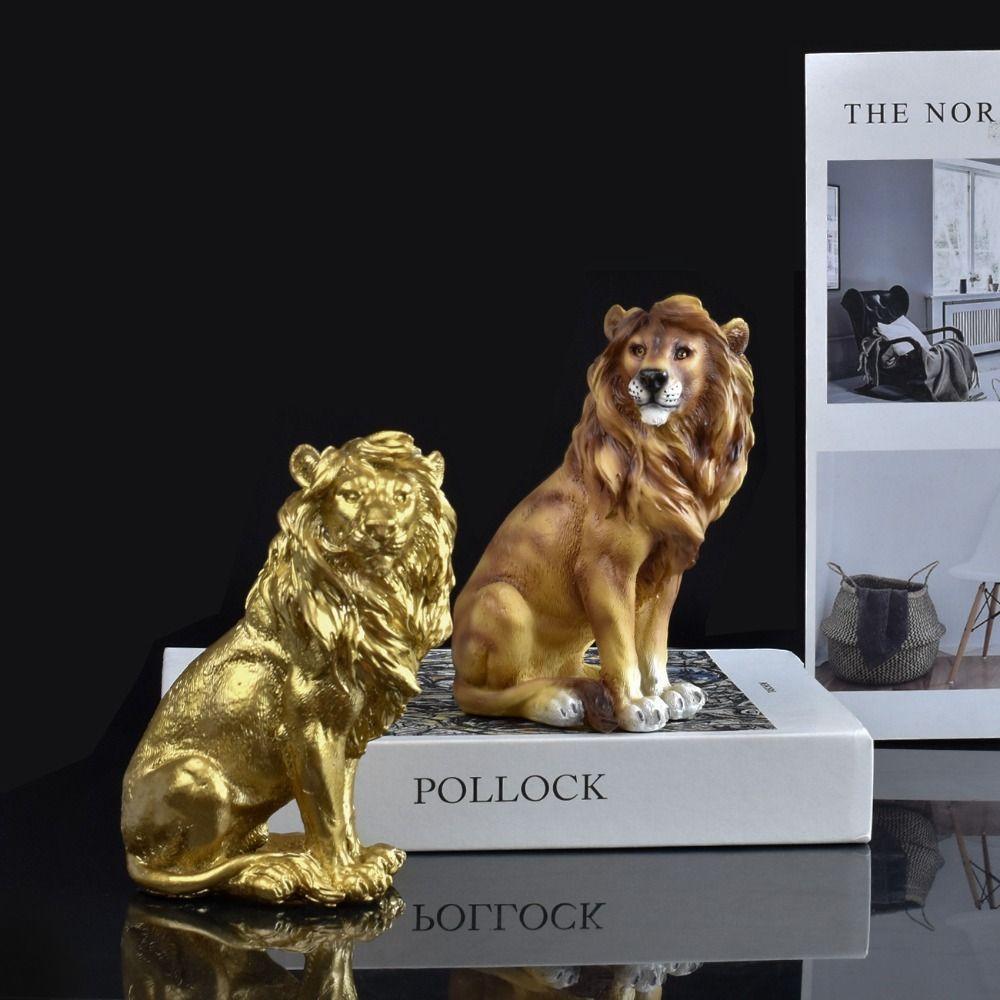 Retro Animal Ornament Luxury Miniatures Figurine Sculpture Desktop Decoration Lion Statue  Bedroom