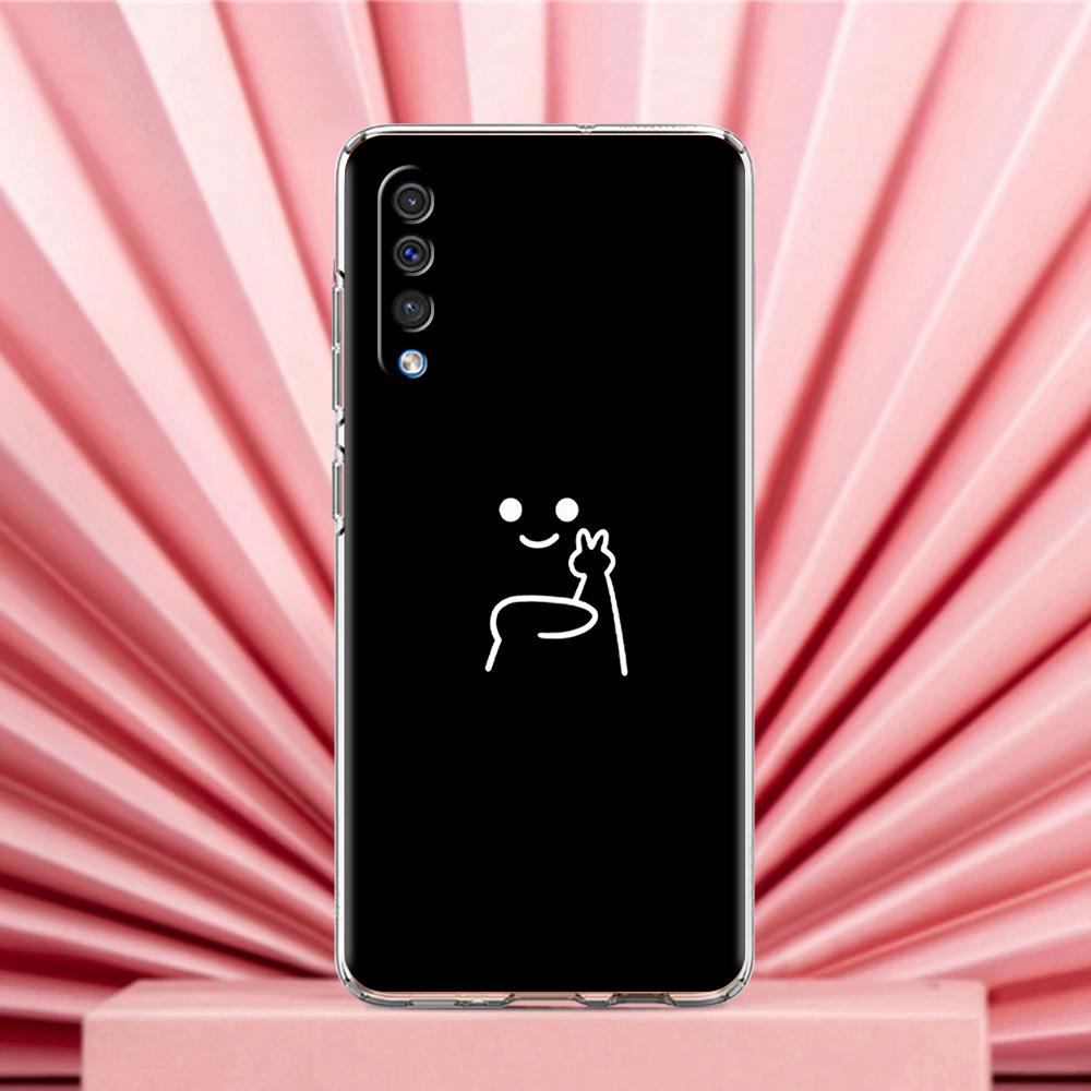 Чехол для телефона Samsung A56 A36 A26 A24 A16 A14 A12 A32 A50 A70 A20E A22 A40 A34 A54 A42 A52 5G A04s A06 Защитная крышка Милый средний палец