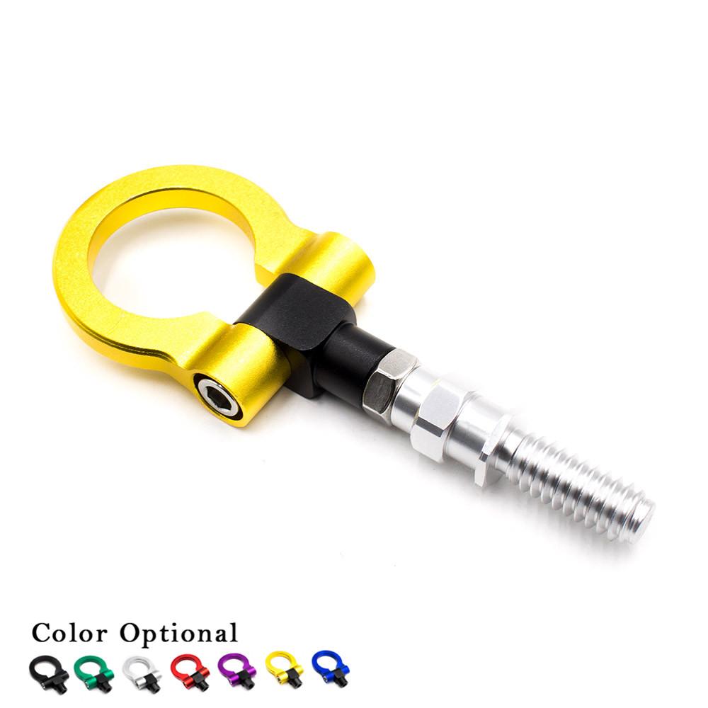 Car Style Racing Tow Trailer Hooks for European Front and Rear Towing Bars, Billet Aluminum - Black, Red, Gold, Green, Blue