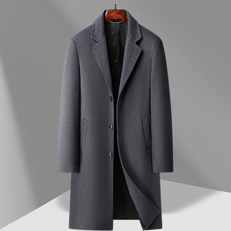 Autumn and Winter Men's Woolen Coat Business Casual Long Suit Collar Coat Men's Trench Coat