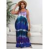 Платье Плюс Женское Tie Dye Printed Бретелька Свободный Бретель Длина Пол Повседневные Платья