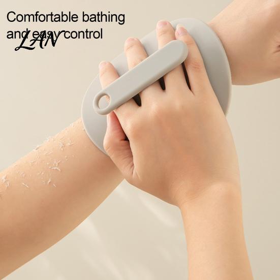 Travel Friendly Bathing Scrubber 2PCS Silicone Shower with Handle, Back And Body Exfoliation Bath Soft Brush for Skin Glove, Waterproof Handheld