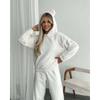 Womens Fuzzy Bunny Ear Hooded Winter Loungewear Set Warm 2 Piece Pajamas