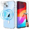Protective Case - BOOLING - for iPhone 15 - Transparent Silicone - Magnetic Circle - 2 Tempered Glasses
