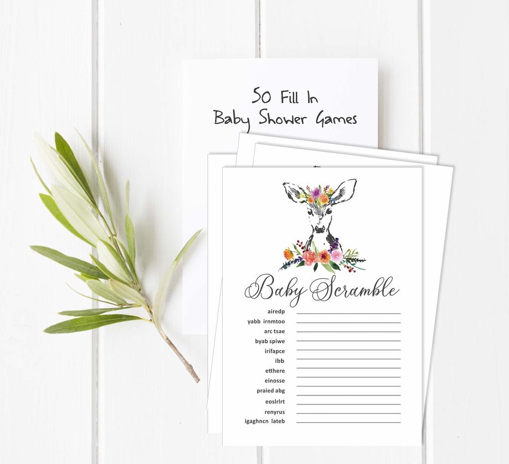 Inkdotpot 50 BabyA AlphabetA ABCA GameA Олени Животные Baby Shower Игра Гендерно-нейтральная вечеринка
