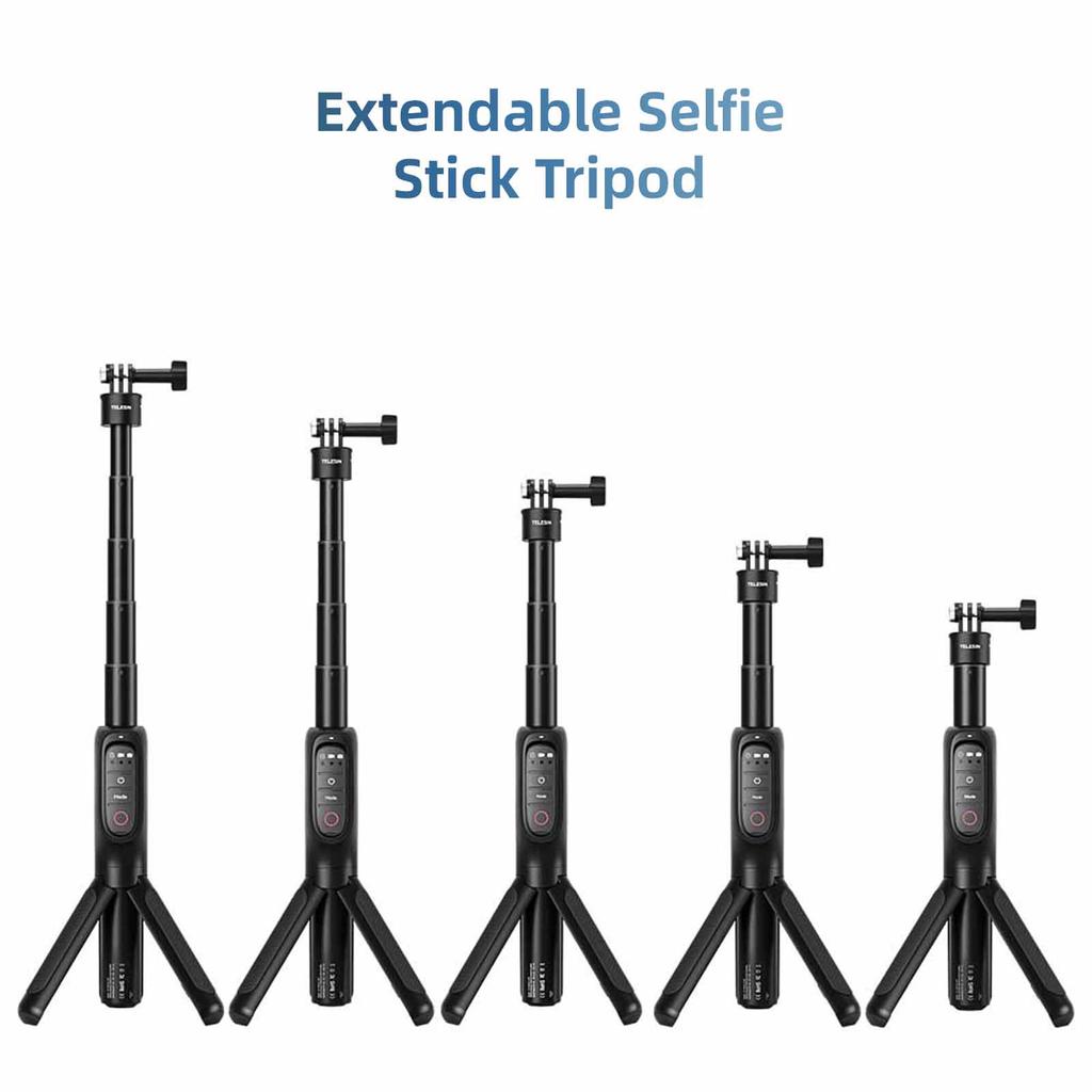 TELESIN Rechargeable Selfie Stick Tripod Stand with Remote Shutter Extendable Battery Grip