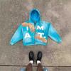 Womens Loose Fit Hoodie Y2K Streetwear Colorful Letter Print Zip Up Sweatshirt
