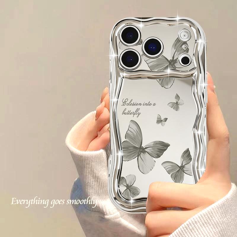 Colorful Butterfly Phone Case For iPhone 17 Pro Max Air 16e 16 15 14 13 Pro Max 12 11 Shockproof Luxury Plating Soft TPU Cover