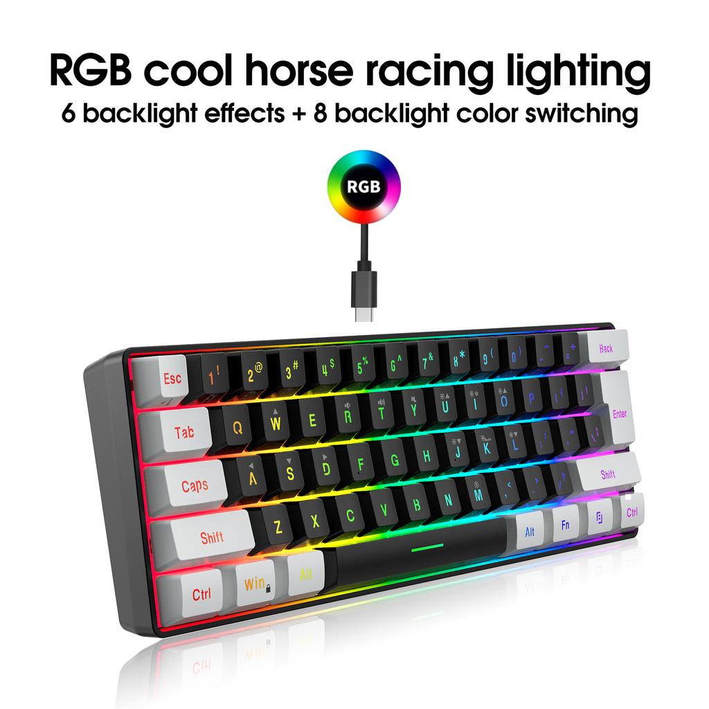 Игровая пленочная клавиатура на 61 клавишу с RGB-подсветкой, портативная проводная клавиатура с множеством комбинаций горячих клавиш