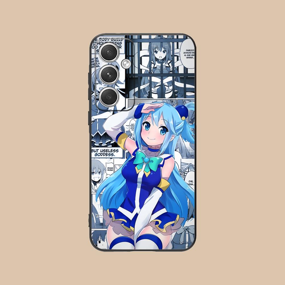 Чехол для мобильного телефона Konosuba Aqua для Samsung Galaxy S25 S24 S23 S22 S21 S20 Note20 Plus FE Ultra Цветной Защитный Роскошный Чехол