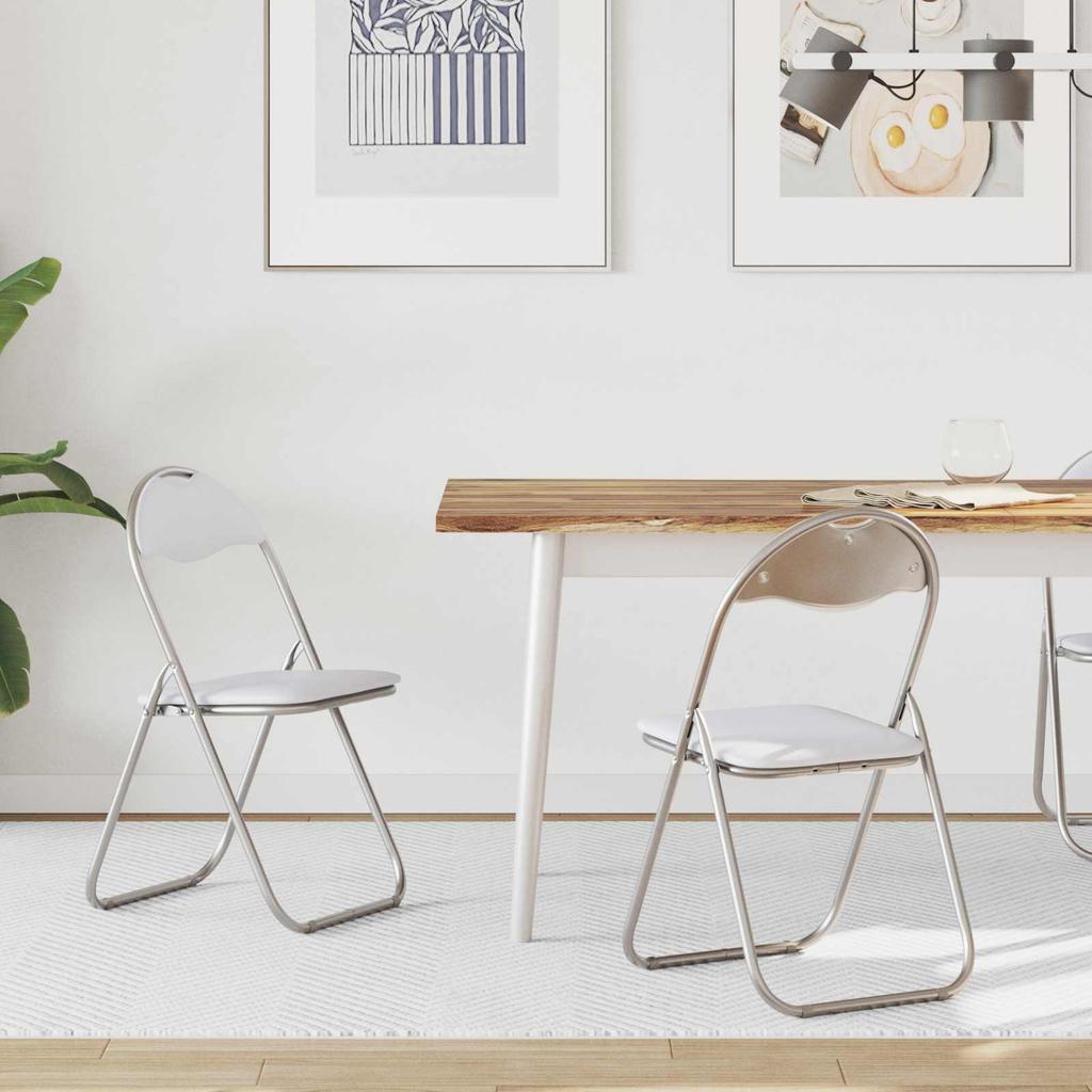 Folding Chair 2 pcs White and Grey 48 x 43.5 x 81 cm Artificial Leather