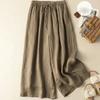 Summer Cotton Linen Drapey Wide Leg Pants Thin High Waist Breathable Casual Loose Fit Nine Point Skirt Pants Women's Long Trouser