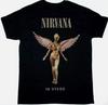 Nirvana Винтажная Хлопковая Футболка с Круглым Вырезом и Коротким Рукавом с Графикой Ангела и Цветов для Любителей Гранж Музыки
