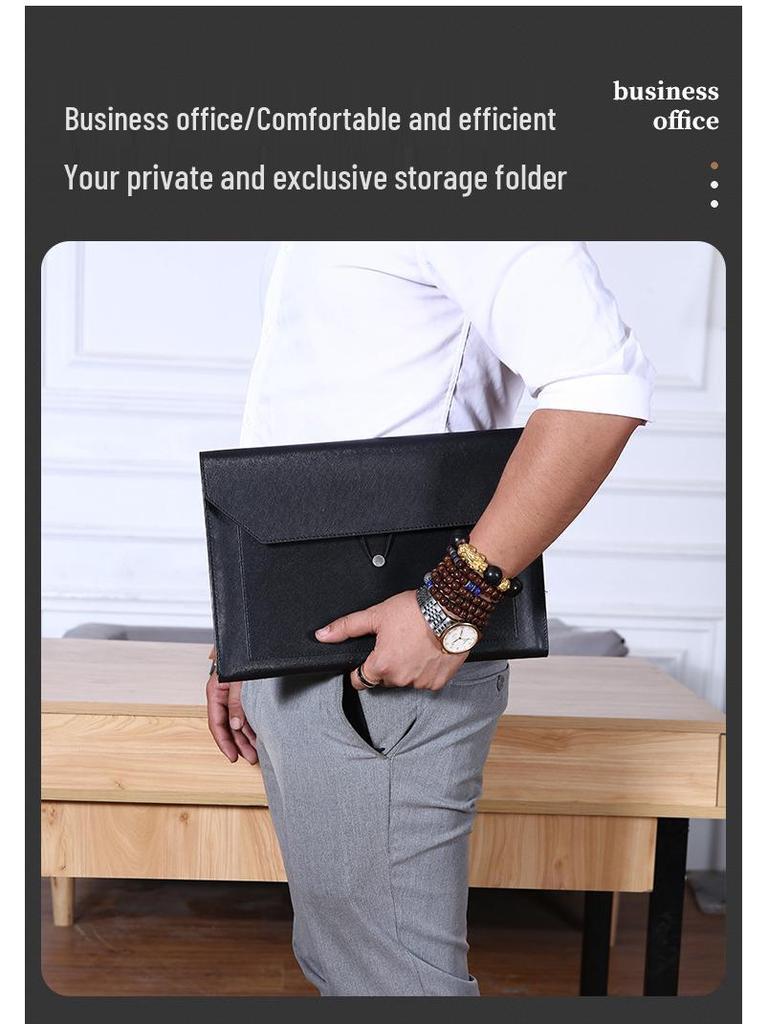 A4 Imitation Leather Business File Bag - Large Capacity Briefcase with Customizable Enterprise Logo