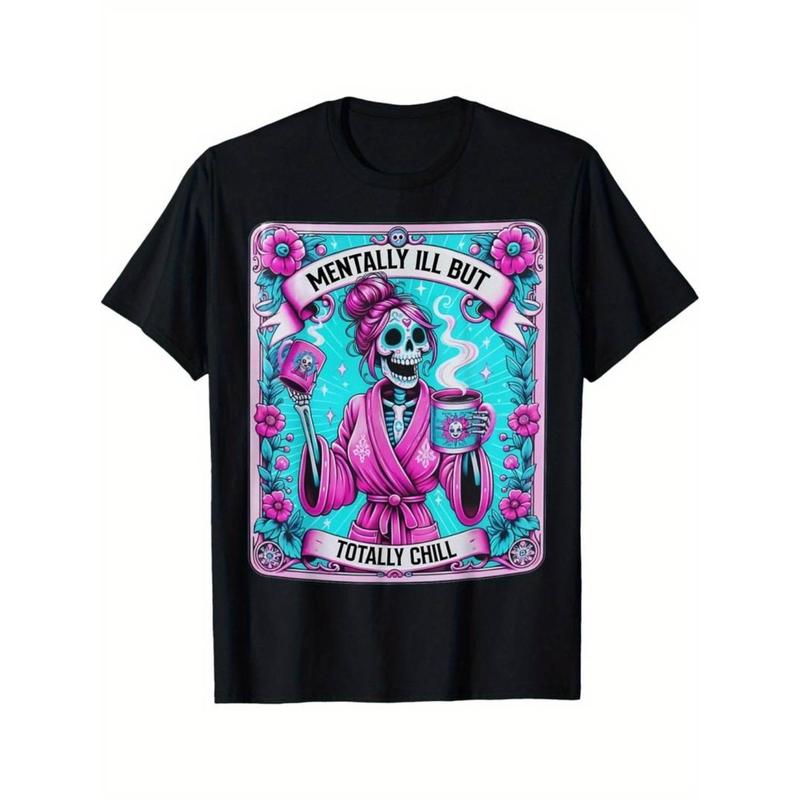 Retro-patterned unisex T-shirt "Mental Illness But Complete Relaxation" - Casual and comfortable, suitable for casual wear or outings.