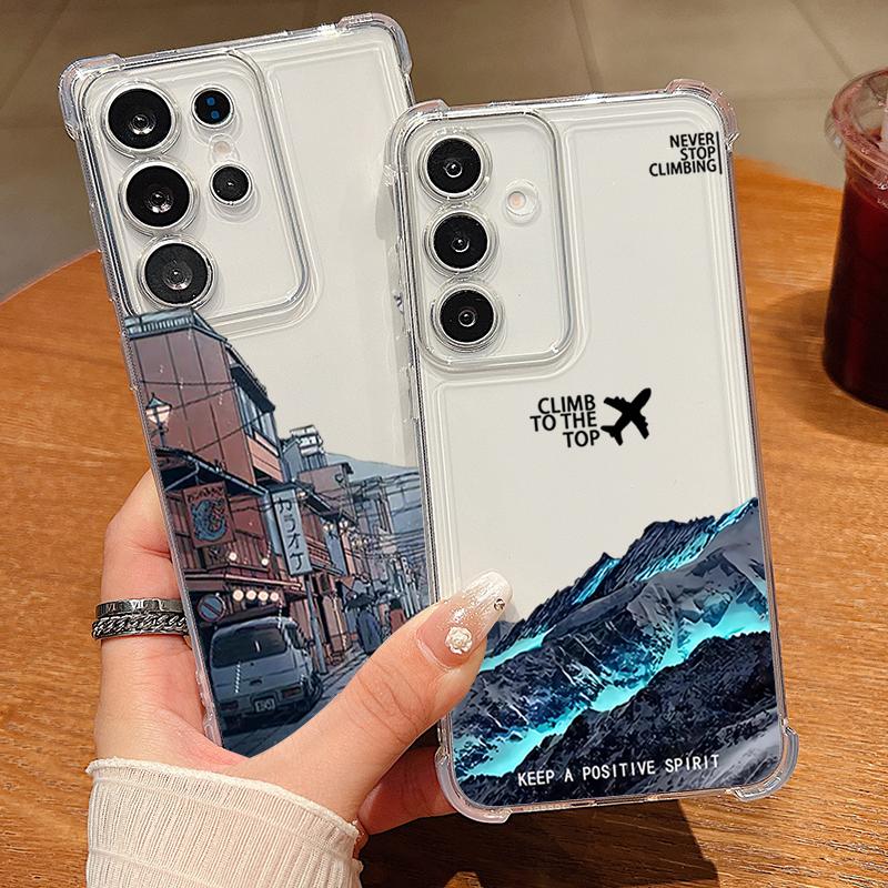 Чехол для телефона с узором «Горный поезд» для Samsung Galaxy A57 A37 A17 A56 A16 A55 A36 A26 A15 A35 A54 A53 Прозрачный ударопрочный мягкий чехол