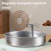 Magnetic Incense Coil Holder with Ash Catcher Tray Portable Indoor Outdoor Camping Round Metal Repellent Spiral Incense Burner