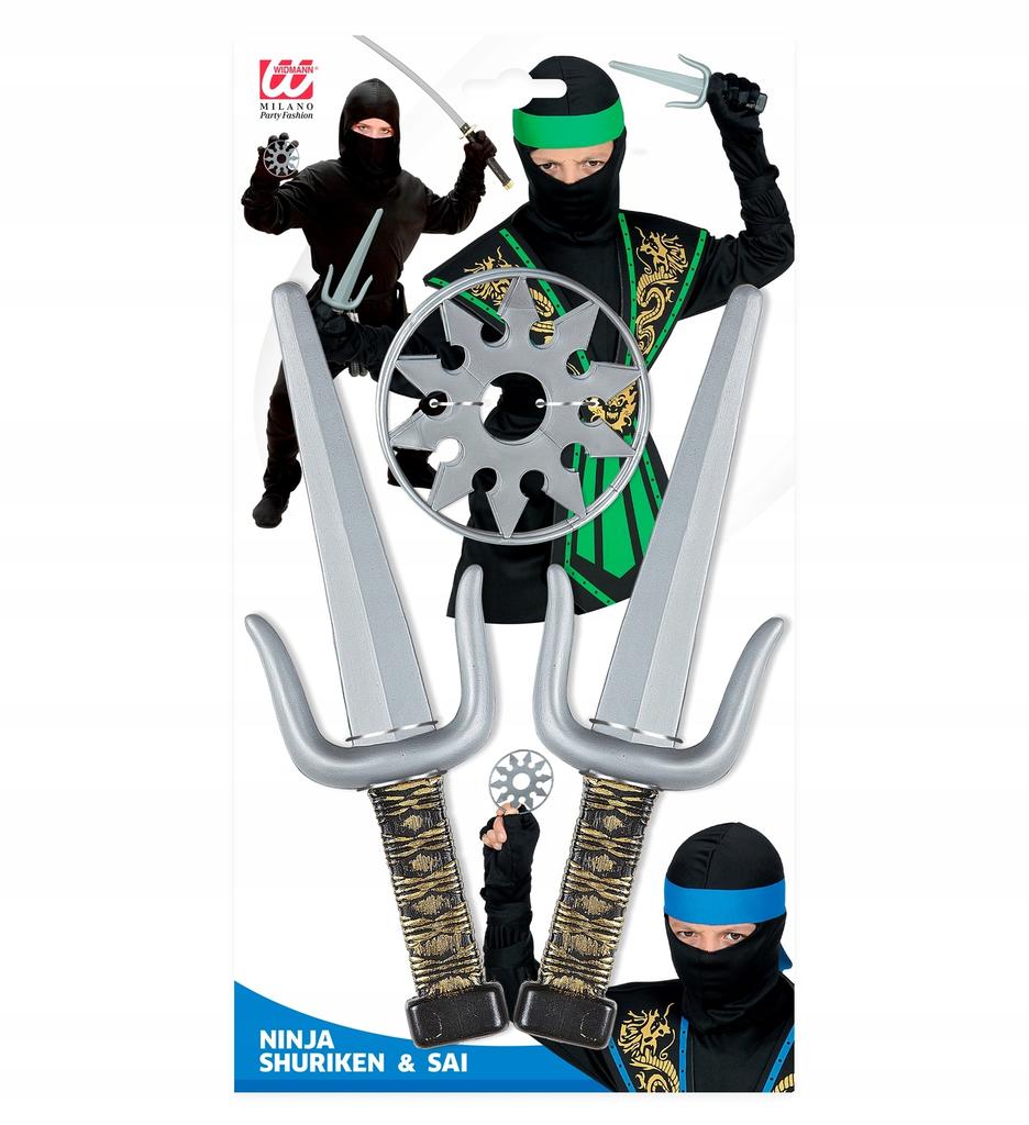 Zestaw Akcesoria Broń Ninja Wojownik Samuraj Sztylety Sai Shuriken 4Szt.