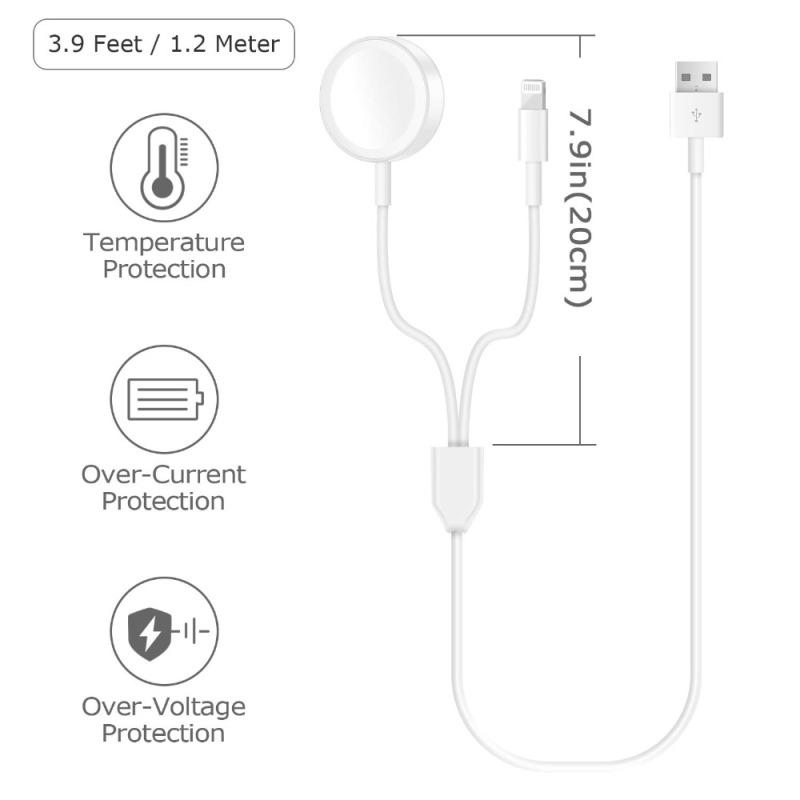 Беспроводное зарядное устройство 2 в 1 для Apple Watch Series 1 2 3 4 USB-магнитный зарядный кабель длиной 3,3 фута/1 метр
