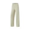 Li Ning Sports Lifestyle Series Solid Color Mid Waist Breathable Versatile Loose Sports Long Pants Women Bottoms Off-White AKLU880-5