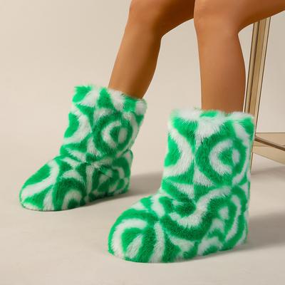 Пушистые сапоги из искусственного меха для женщин, пушистые сапоги до середины икры для снега, зимние замшевые теплые ботильоны на меху, ботинки на плоской подошве, женские повседневные ботильоны