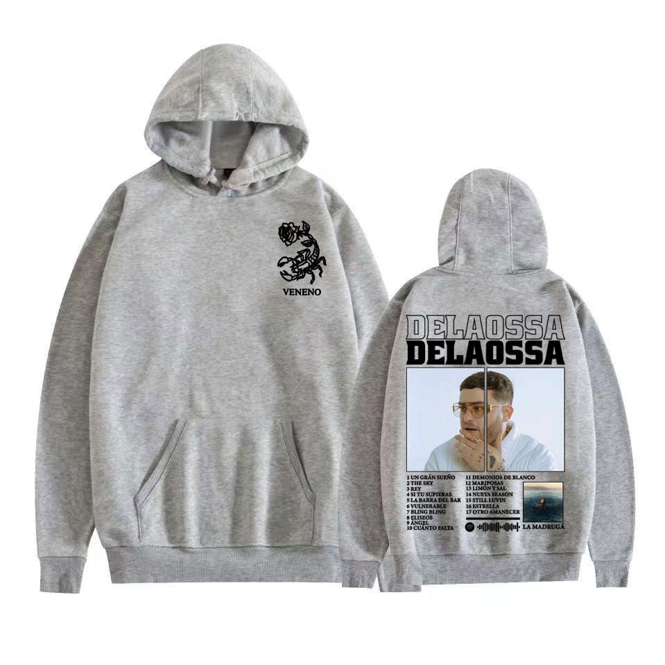 Хип-хоп исполнитель Delaossa Тур в поддержку альбома 2025 Мерч Худи Мужские Женские Харадзюку Хип-Хоп Поп-музыка Толстовки Повседневный Комфорт Оверсайз Худи