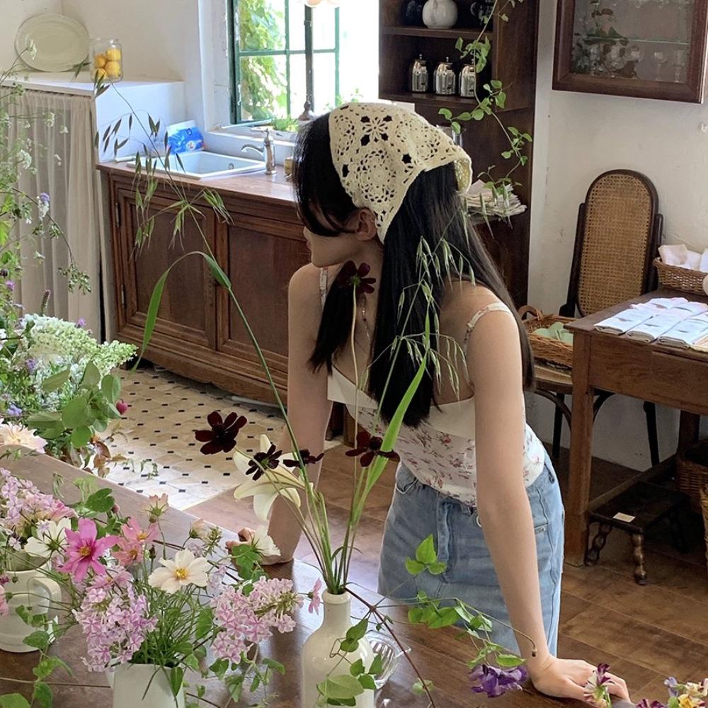 Вязаная крючком бандана полый тюрбан треугольный шарф новый стиль головной убор для женщин