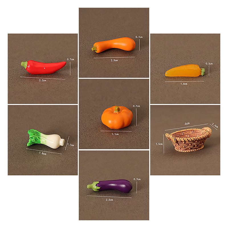 1/12 Dollhouse Simulation Vegetable Basket Set Dollhouse Vegetables Decoration Dolls House Miniature Kitchen Play Toys