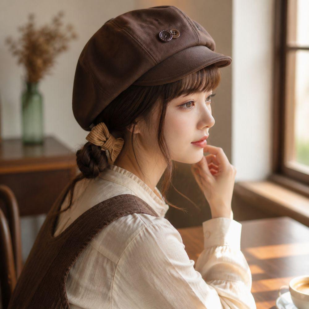 Handmade Beret Cap Button Cloud-Like Hat New Newsboy Cap Autumn Winter Wear