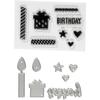 Birthday Clear Stamp and Cutting Die Set - 1 X 7 Cm - 21 Pcs