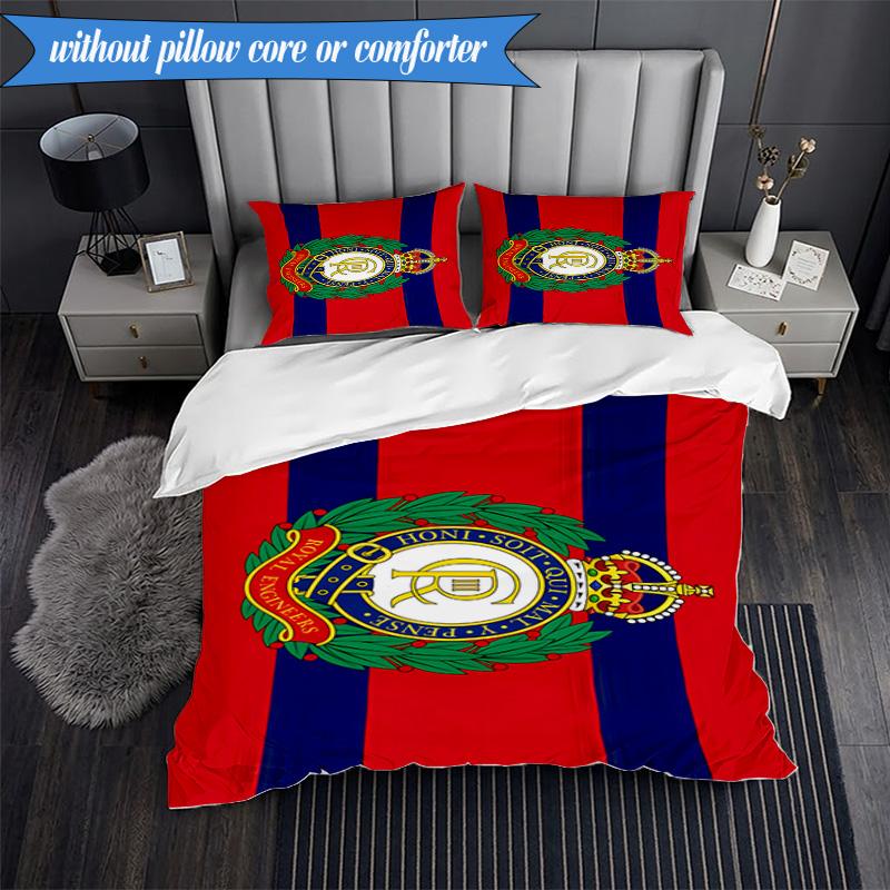 3PCS Royal Engineers Crest Emblem Bedding Set 2D Printing (Includes 1 Duvet Cover + 2 Pillowcases Coreless), Bedroom decor,Fan gift