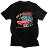 Мужская футболка с индивидуальным дизайном Классический автомобиль Route 66 100% Хлопок Повседневная футболка с коротким рукавом Свободный крой Одежда Подарок