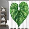 Green Leaf Shower Curtain, Bathroom Decorative Shower Curtain, Waterproof Shower Curtain with Hooks