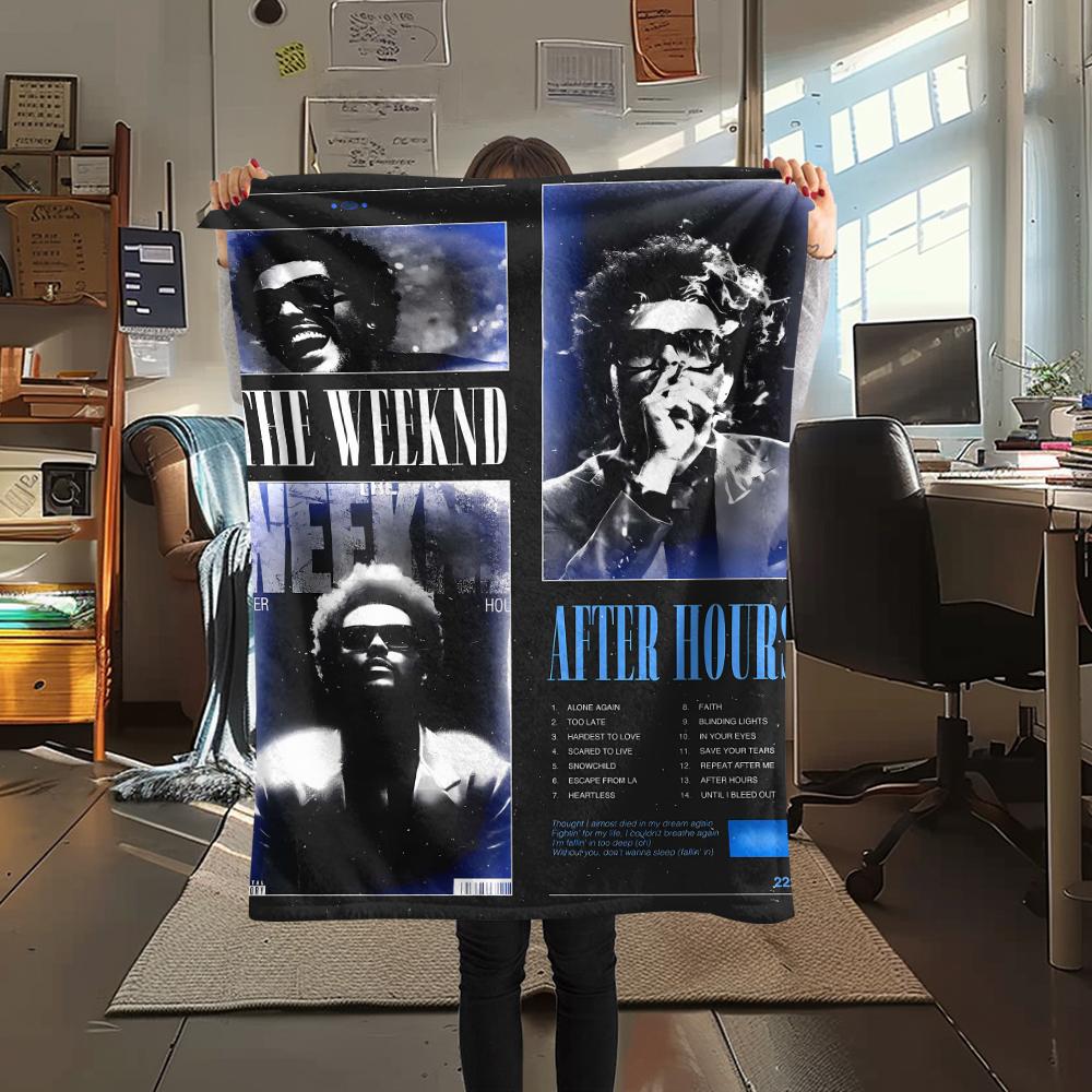 1 шт. Фланелевое одеяло с принтом The Weeknd, Высокое качество, Удобное для всех сезонов, Декор для дома, Тепло и уют, Идеально для рождественских подарков