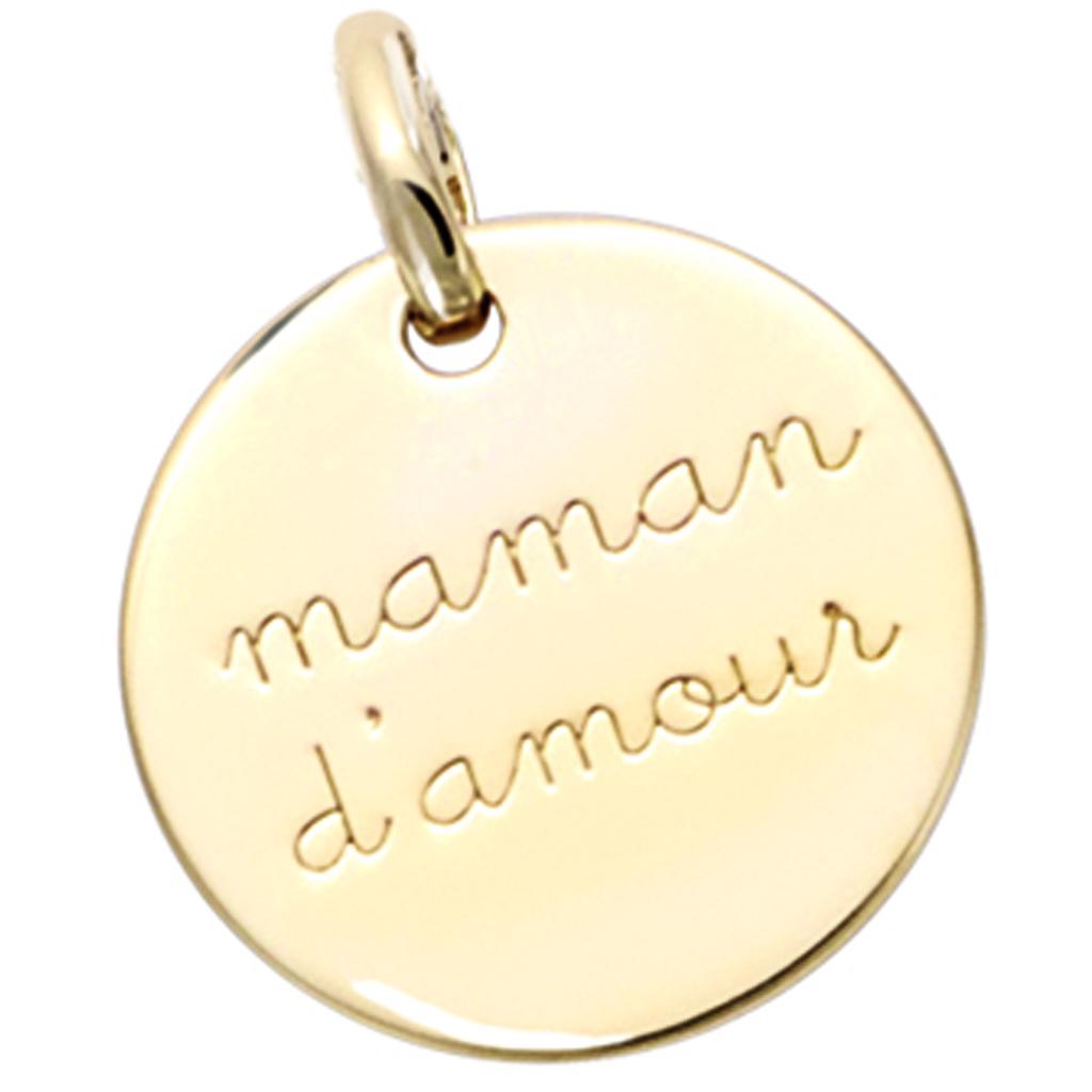Les Trésors De Lily [Q7533] - Gold Plated 'Maman d'Amour' Pendant - 15 Mm