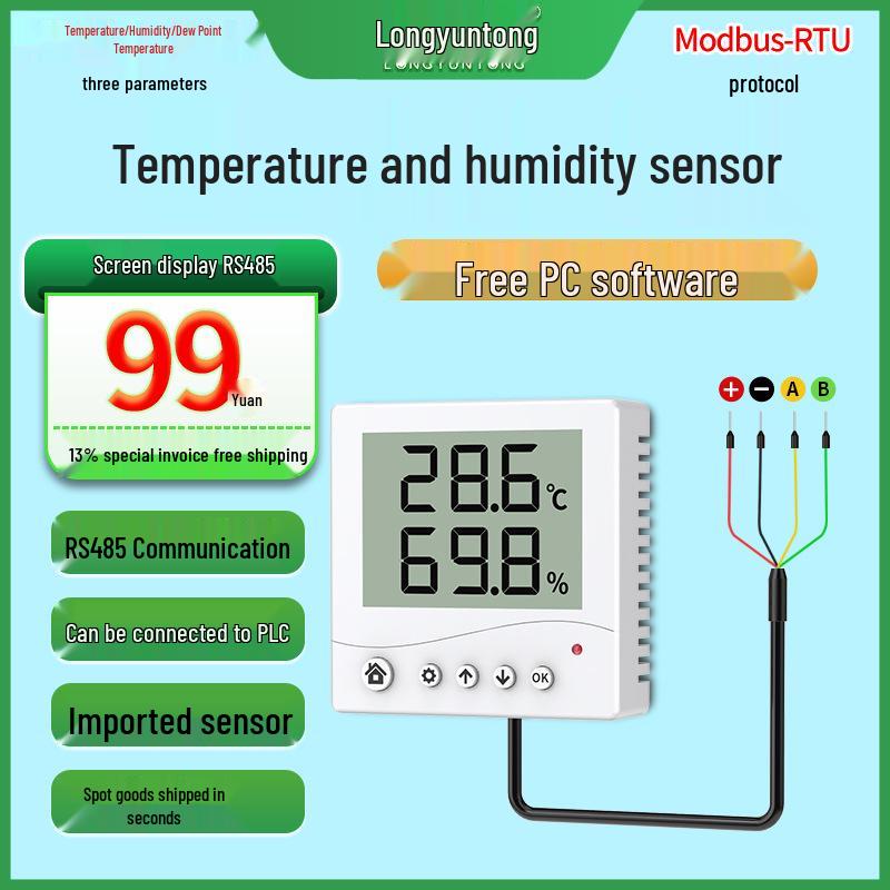 RS485 Temperature & Humidity Sensor Monitor with Modbus-RTU Protocol