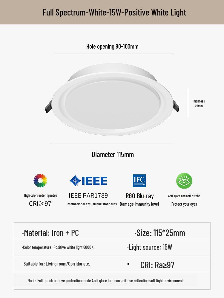 Recessed Ceiling Downlight for Living Room, 5-Inch Cutout, Bullseye Design