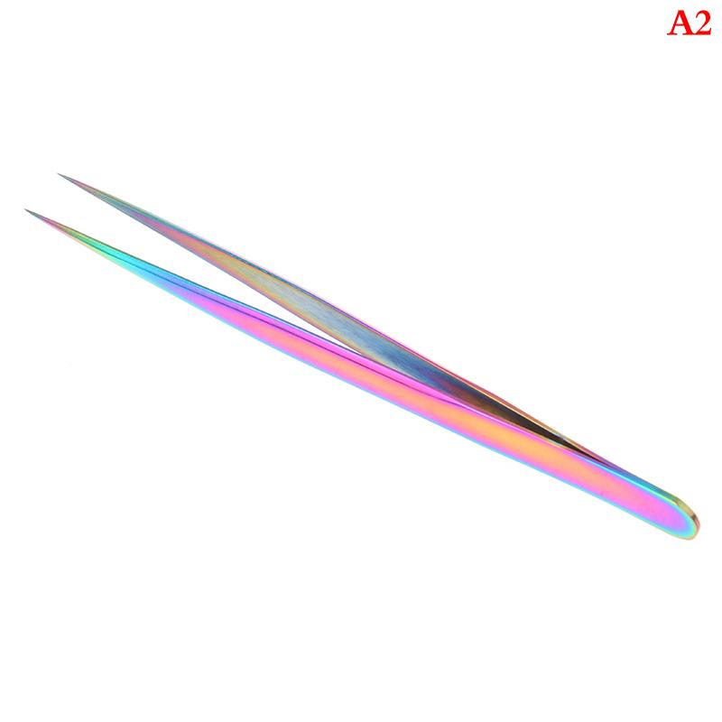 1Pc Multicolor Stainless Steel Eyelashes Tweezers Curved Straight For Eyelash Tongs False Clip Professional For Lashes Extension Tools