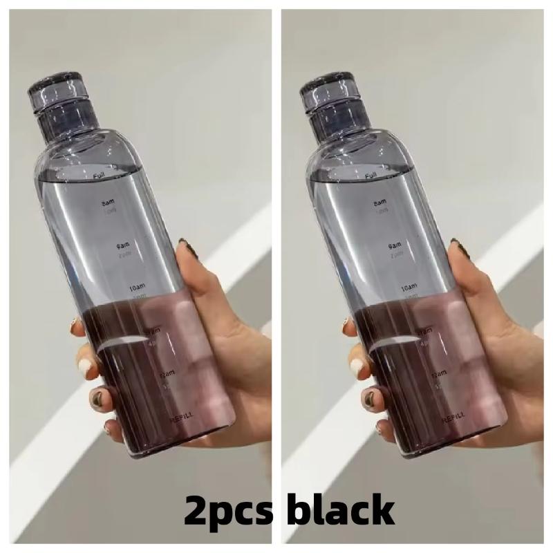 1/2PCS New Water Cup Sport Water Bottle With Time Scale Couple Plastic Portable Water Container Anti-drop Outdoor Water Bottle