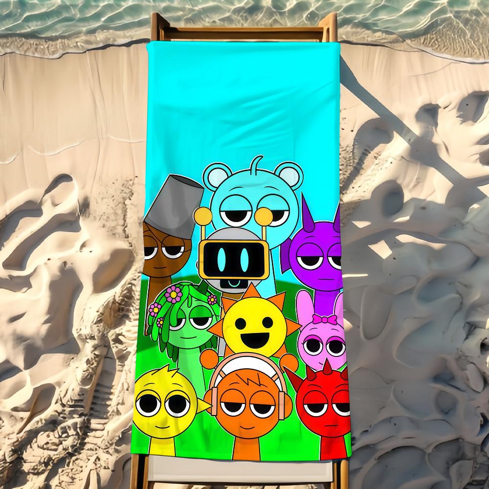 Мультяшная I-Incredibox S-Sprunki Полотенце Пляжное Полотенце Дорожное Легкое Приятное для Кожи Для Бассейна Пляжа Кемпинга Круиза Лето